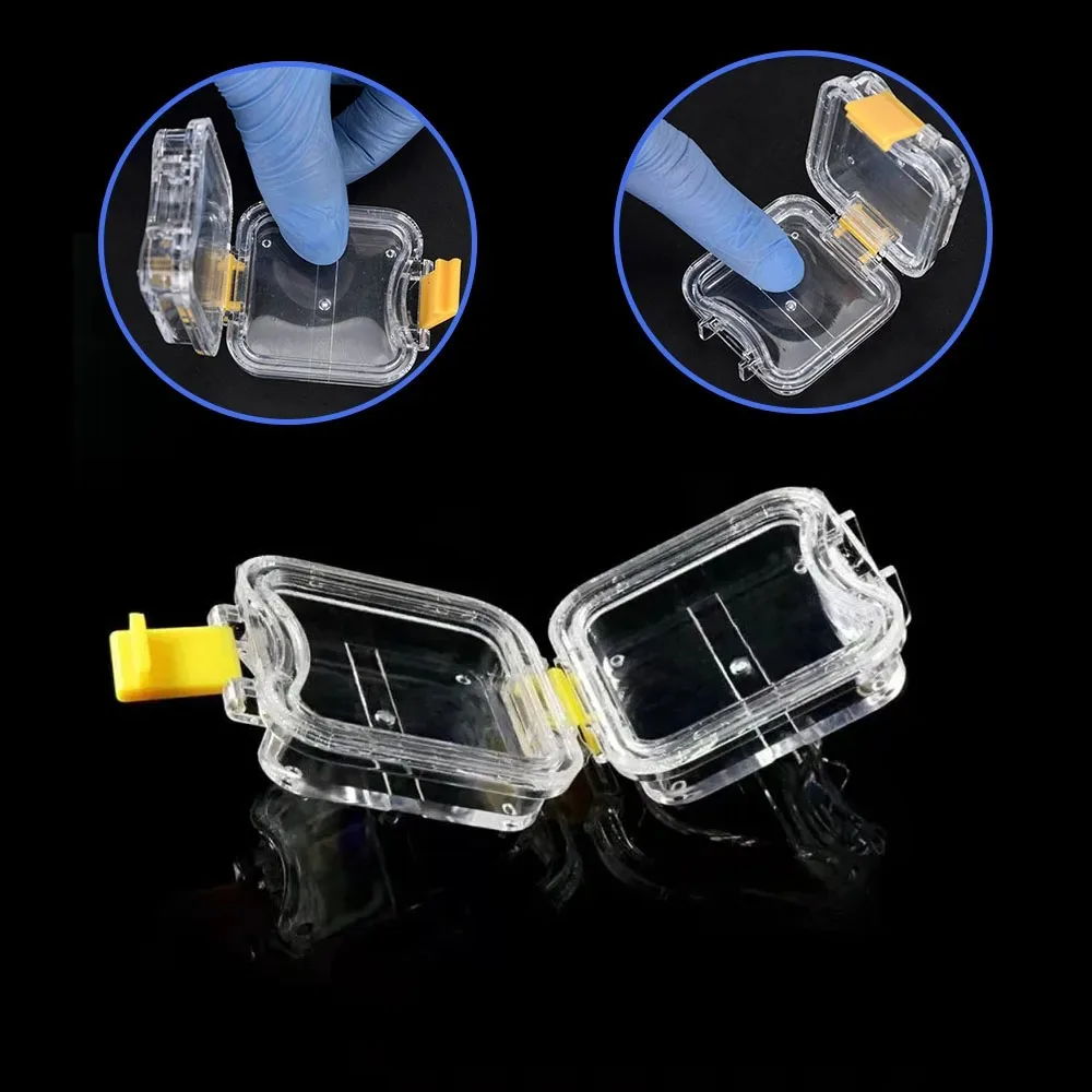 

50pcs Denture Storage Box Small Dental Crown Box With Transparent Flexible Film Implant Plastic Denture Tooth Box Molar Case Box