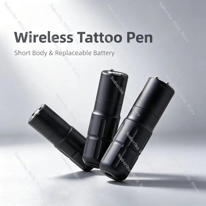 Brushless Short Tattoo Pen Replaceable Battery, Cordless Rotary Machine for Lining Shading Handmade Tattoo Art