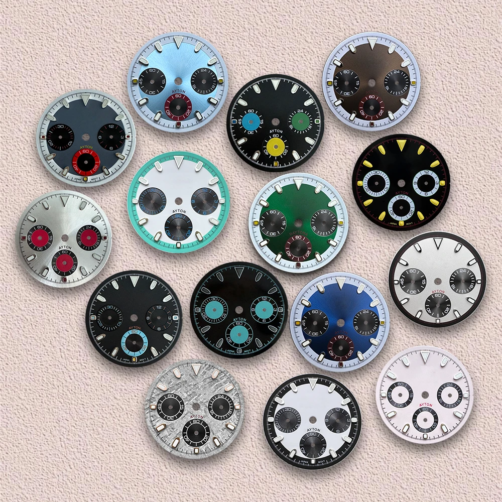 29.5mm Panda Colorful DTN S Dial Fit VK63 Movement Green Luminous High-Quality Dial Watch Modification Accessories
