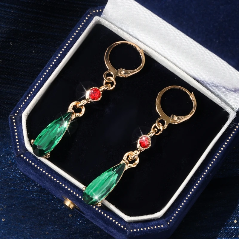 5PCS New Classic Elegant Fashion Trend Teardrop Pendant Necklace Earrings Moving Anime Castle Red Beads Christmas Jewelry Gift