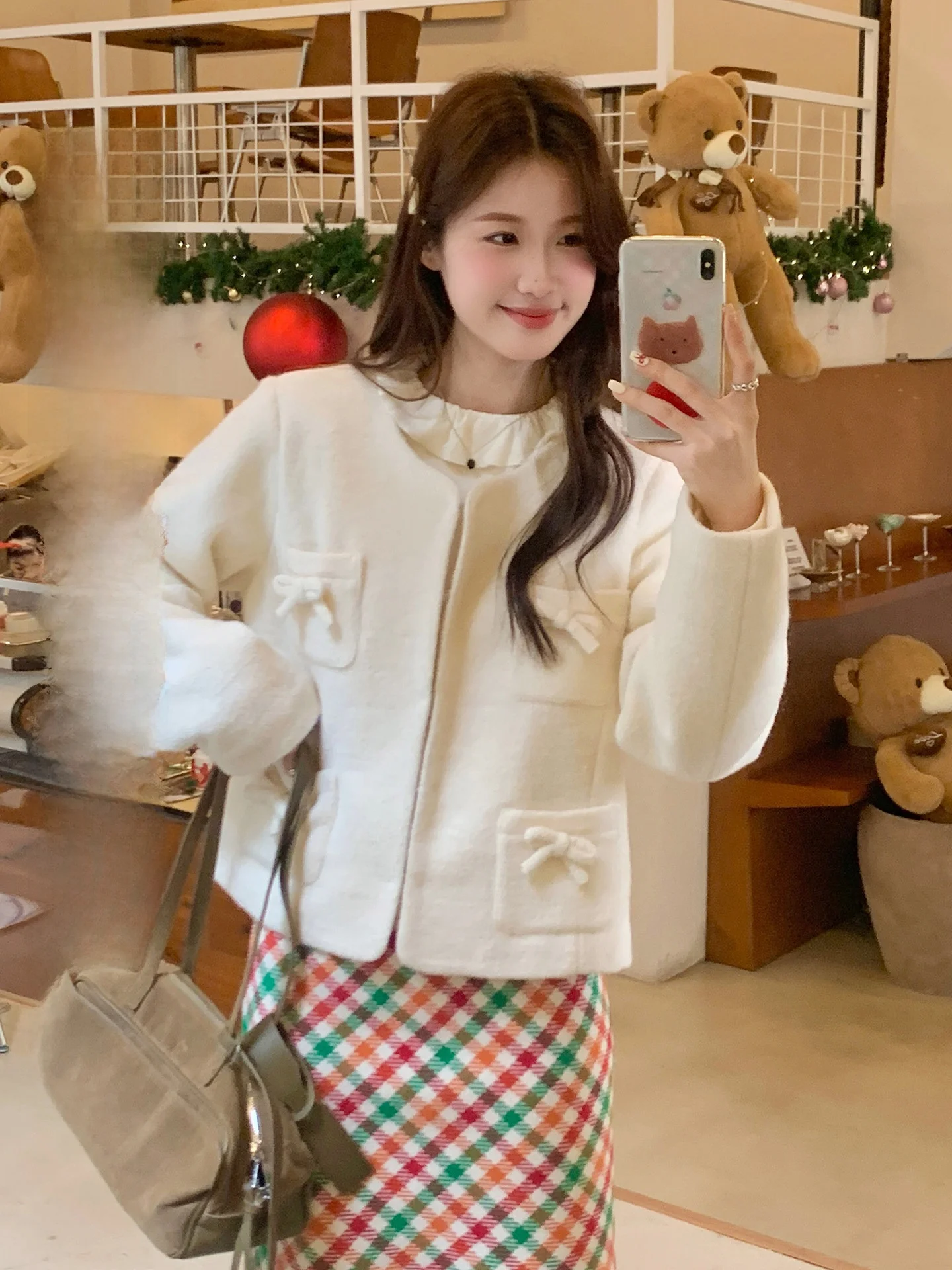 

Женское пальто Camere Rabbit Coat с круглым вырезом, свободного кроя, из смесовой шерсти, с длинными рукавами, теплое, для повседневной носки