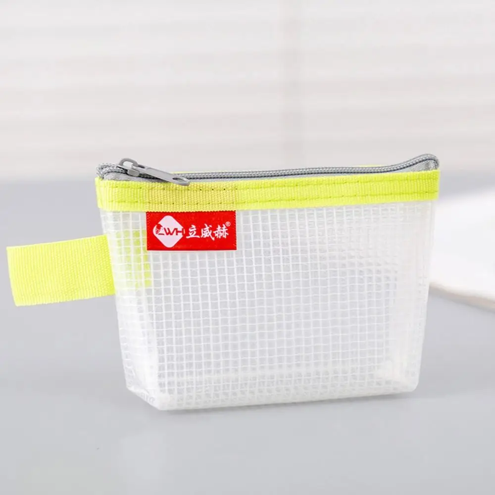 Portable Lingge Mini Zipper Coin Purse PVC Grid Transparent Storage Bag Handbag Waterproof Small Makeup Lipstick Bag Children