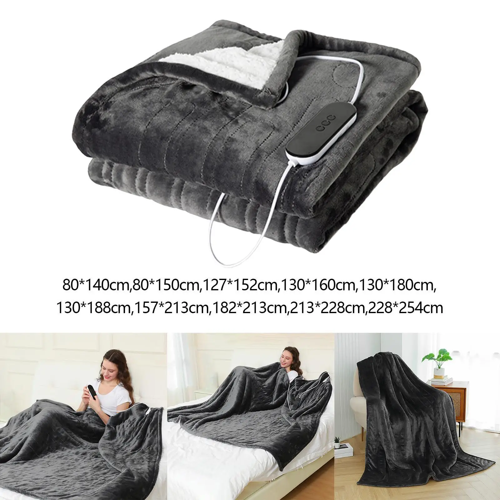 

Электрическое одеяло, 9-уровневое мягкое одеяло с интеллектуальным таймером и подогревом, фланелевое одеяло с подогревом для дома, путешествий, дивана, спальни, офиса