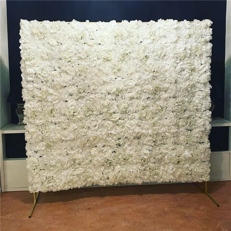 40x60CM White Silk Rose Flower Wall Artificial Flower for Wedding Decoration Flower Wall Romantic Wedding Home Backdrop Decor