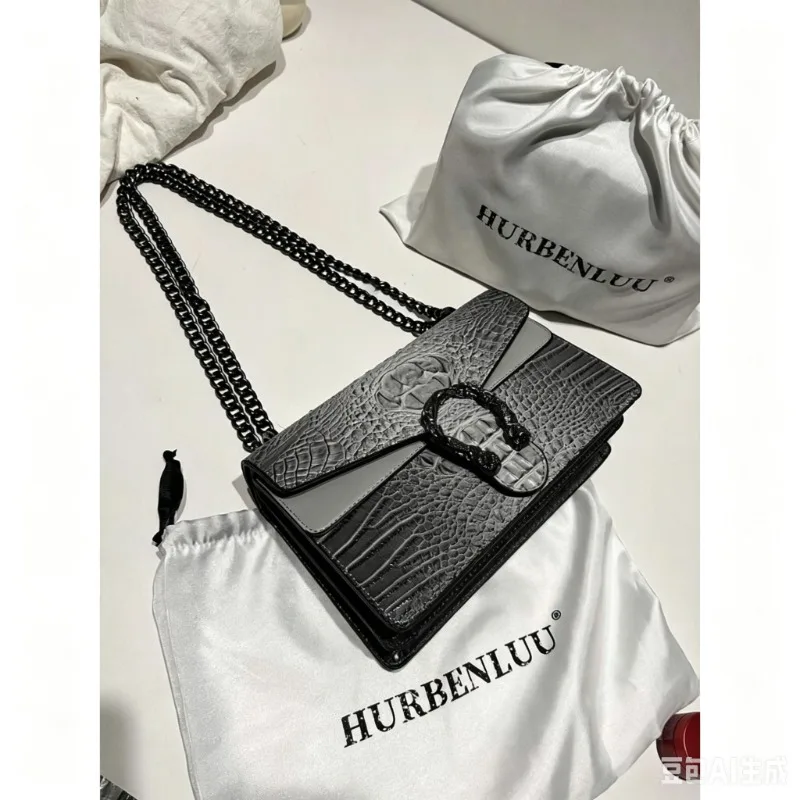 2026 Neue Klassische Luxuriöse Hochwertige Nischen-Ketten-Alligatorleder-Umhängetasche Quadratische Handtasche – Detail 5