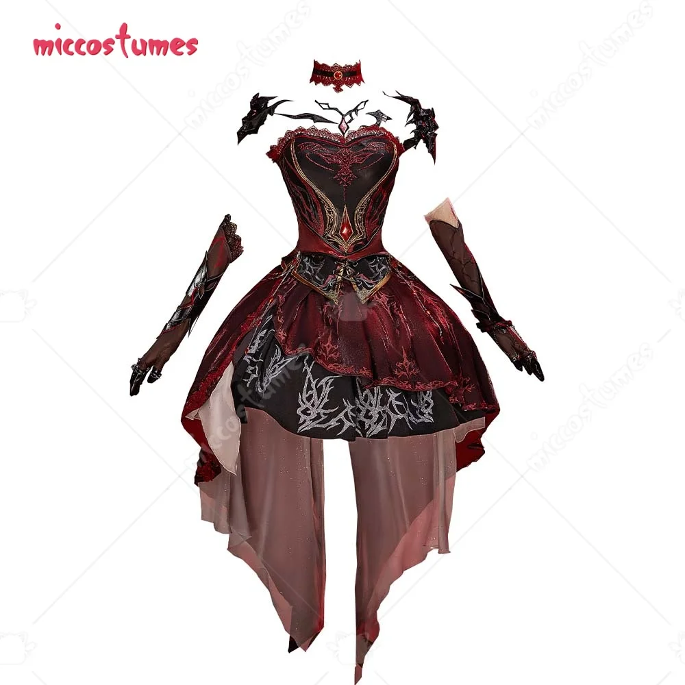 

miccostumes Women's Cosplay Costume MC Combat Outfits Scarlet Passion Abysm Sovereign Top Skirt Set Halloween Cosplay Costume