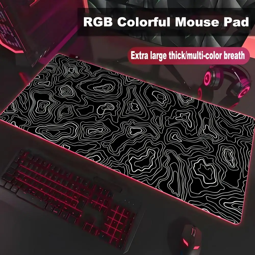 

XAXC Strata Liquid Black Large Mouse Pad Topographic Big Deskmat for Office And Gaming - Personalized Company Gamer Deskpad