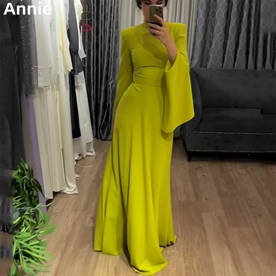 Annie Elegant Lady Prom Dresses Turtleneck Long Sleeves Vestidos De Fiesta Elegantes Para Mujer Ladies Robe 2024فساتين السهرة