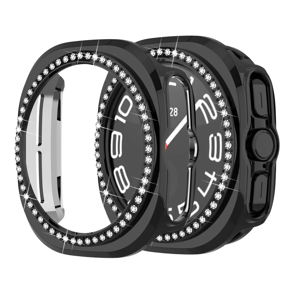 Bling Case for Samsung Galaxy Watch 7 Ultra 47mm PC Crystal Protective Diamond Bumper Cover for Galaxy Watch 7 ultra Accessories