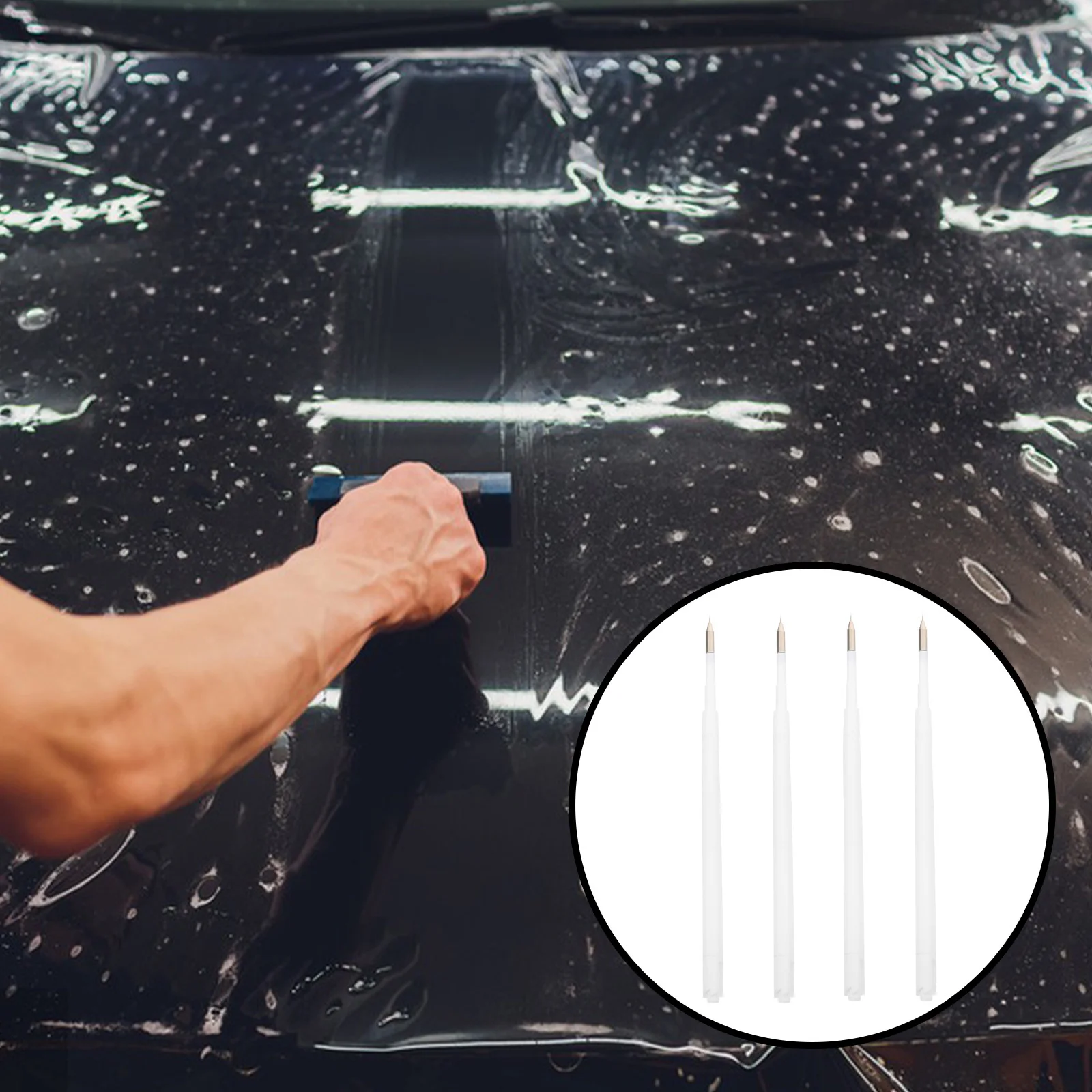 

4pcs Exhaust Needle Refill Car Film Debubble Pen Tool Automatic Installation Bubble Release Film Correction Practical Material