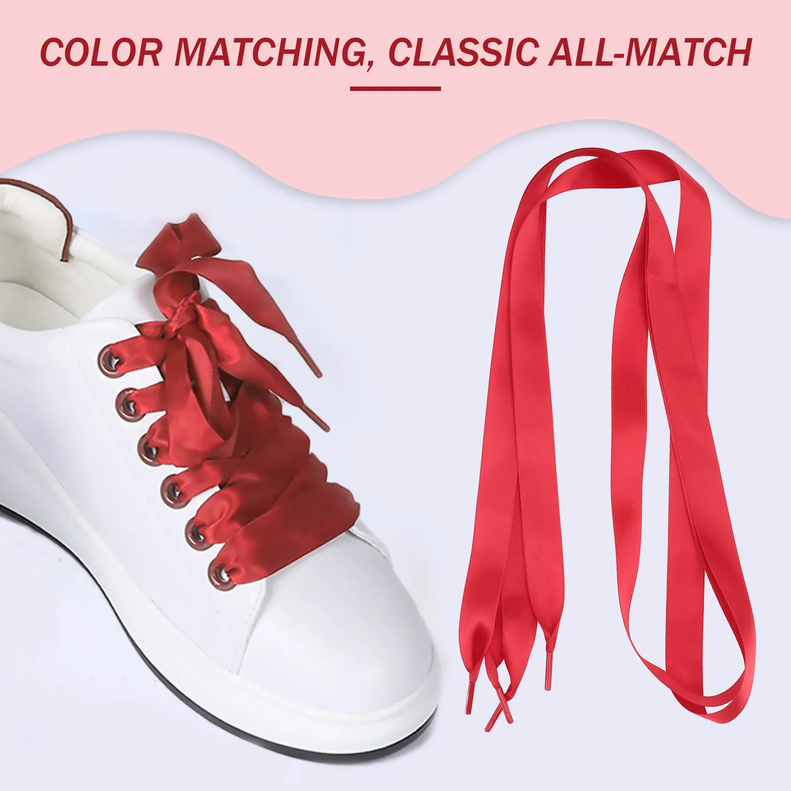 6Pairs Creative Satin Shoelaces Vibrant Flat Shoelace Ends Quick Fastening Stylish Shoe Ties for Sneakers Casual Footwear
