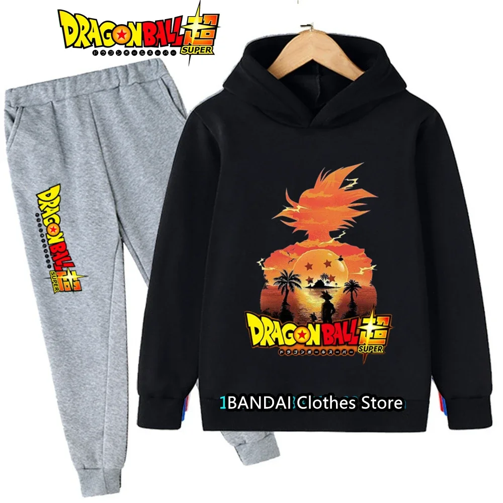 Dragonball garçons dessin animé Goku ensemble à capuche enfants 3-12Y automne hiver doux chaud mignon Anime imprimé confortable 2 pièces porter ​
