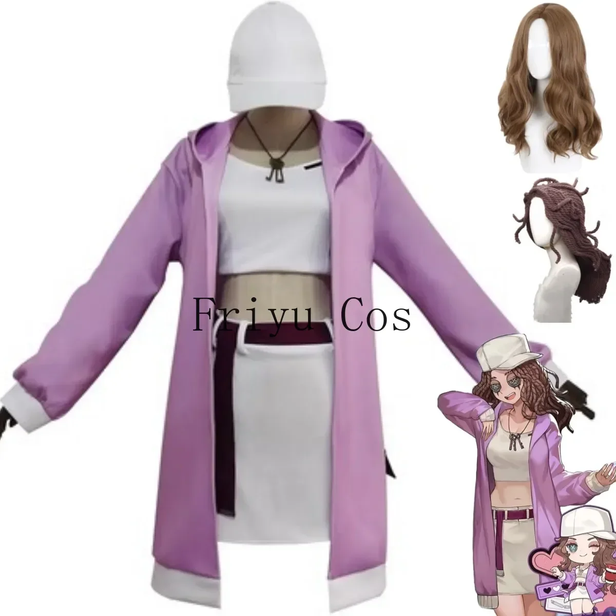 Costume de Cosplay Anime Game Identity V Ada Mesmer, perruque de psychologue, manteau à capuche quotidien, vêtements de Couple pour femmes, Costume de loisirs Sexy