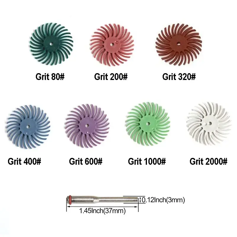 75Pcs 1 Inch Radial Bristle Disc Brush with 1/8