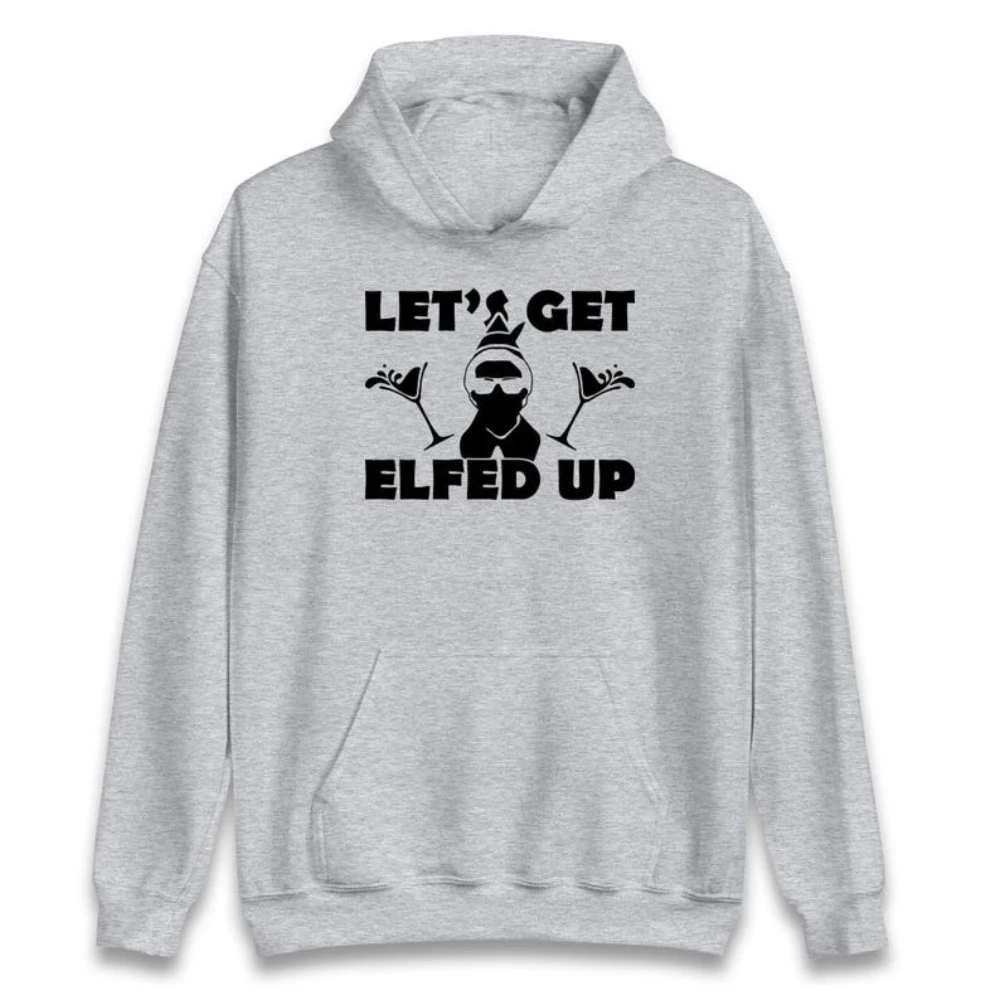 دعونا الحصول على Elfed Up عيد الميلاد مضحك البلوز عيد الميلاد مضحك مطبوعة للجنسين هدية هوديي عيد الميلاد عارضة الرجال النساء حزب الملابس #3