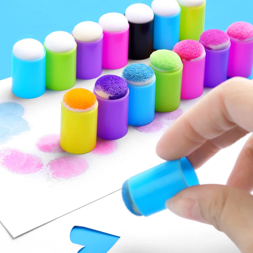 DIY 공예 손가락 스펀지 도포기 세트, 카드 제작용 손가락 페인팅 스펀지, 스탬핑, 얼굴 페인팅 템플릿