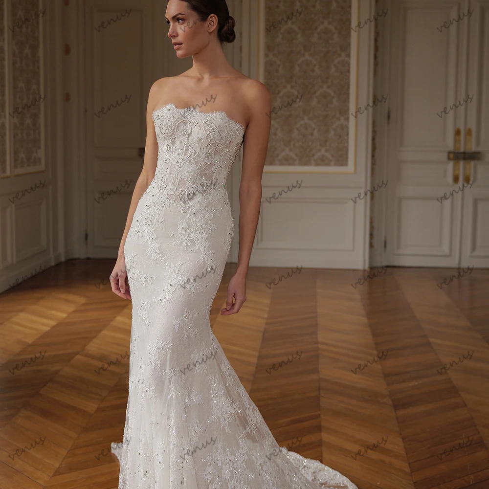 

Luxury Wedding Dresses Modern Bridal Gowns Lace Appliques Strapless Backless Mermaid Charming Vestidos De Novia Customized 2025