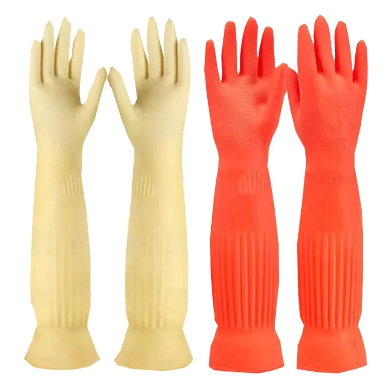 Thickened Latex Dishwashing Gloves Extended Length Rubber Kitchen Housework Car Washing Laundry Durable Non Slip Cleaning Gloves