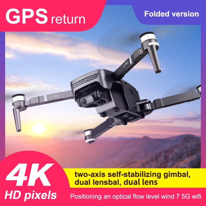 K1 Pro Drones Met Hd Camera En Gps 2-As 1Km Afstand Optische Flow Camera Drones Borstelloze Drone Quadcopter