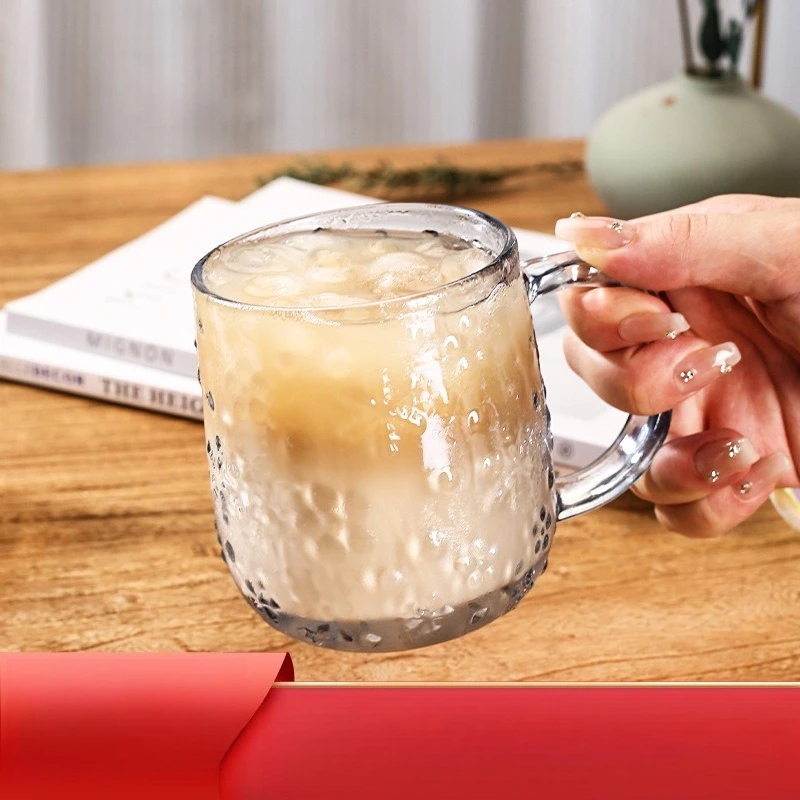 

Snowflake Handle Glass Coffee Cup Colorful Cold Drink Juice Cup Heat Resistant