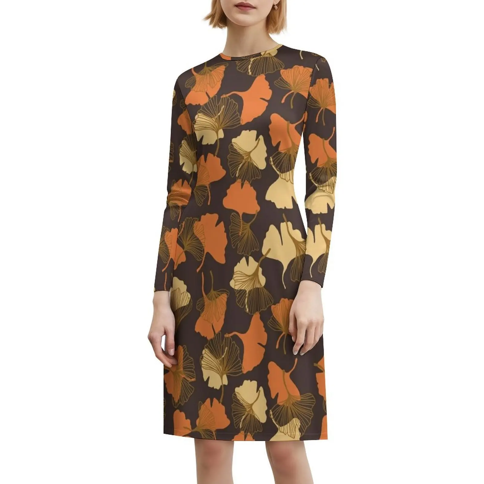 Folhas de outono boêmio vestido sem mangas para mulheres impressão praia vestidos de festa outono folhas outono padrão de folha outono roupas femininas