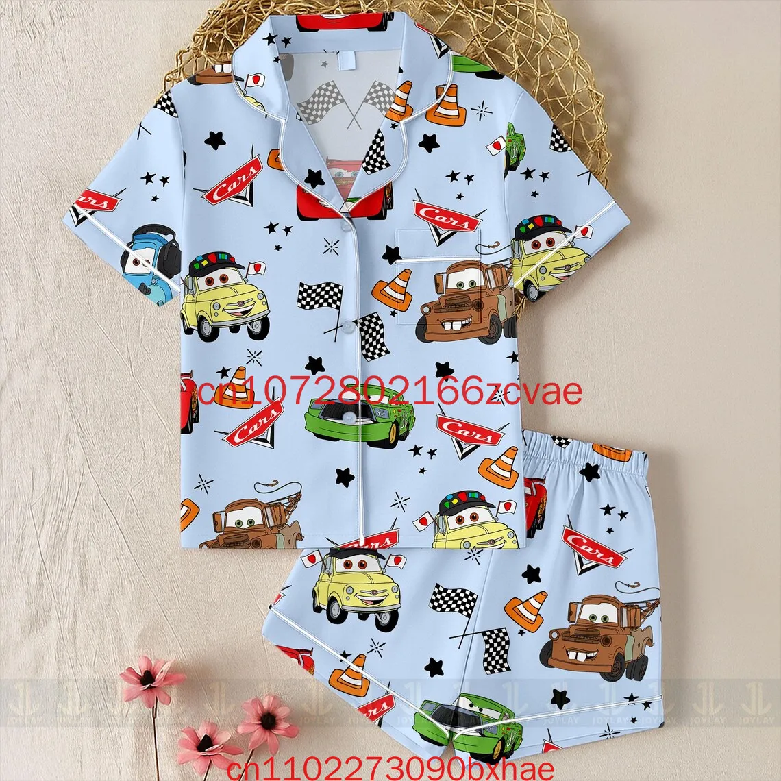 

2026 New Disney Cars Women's Pajama Set 3D Printed Casual Home Men's Pajama Set Halloween Short Sleeve Shirt