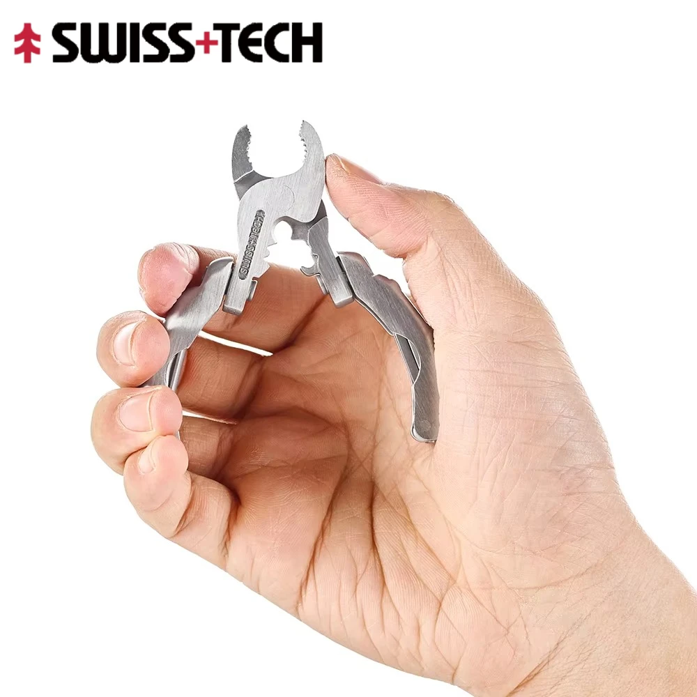 SWISS TECH 9 IN 1 Mini Multifunctional Pliers Pocket EDC Multitool Keychain Screwdriver Outdoor Camping Hiking Gear