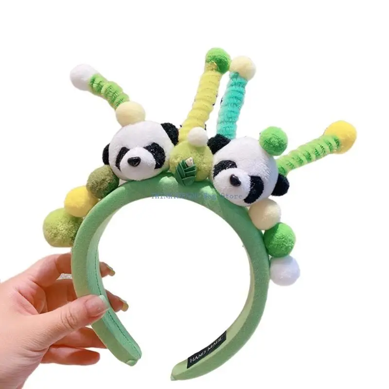 340D Lovely Stuffed Panda Headband Woman Spa Makeup Hairband Halloween Party Headband