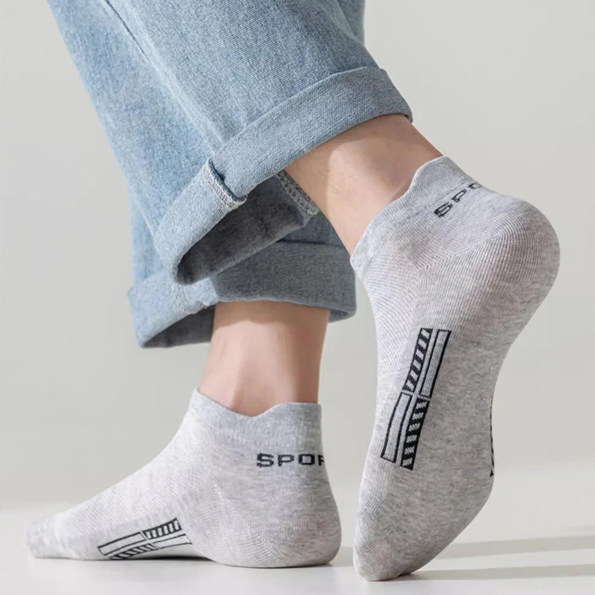 5 Pairs Men Ankle Sports Socks Summer Black White Mesh Breathable Low Cut Socks No Show Soft Athletic Casual Short Socks