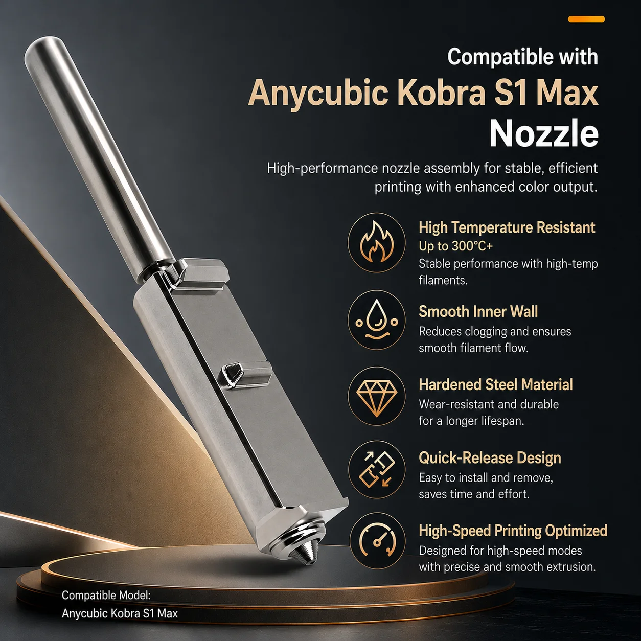 For Anycubic Kobra S1 Max Nozzle 0.25 0.4 0.6 0.8mm Bimetallic Kobra S1 Max Accessories for Anycubic Kobra S1 Maxcombo Hotend