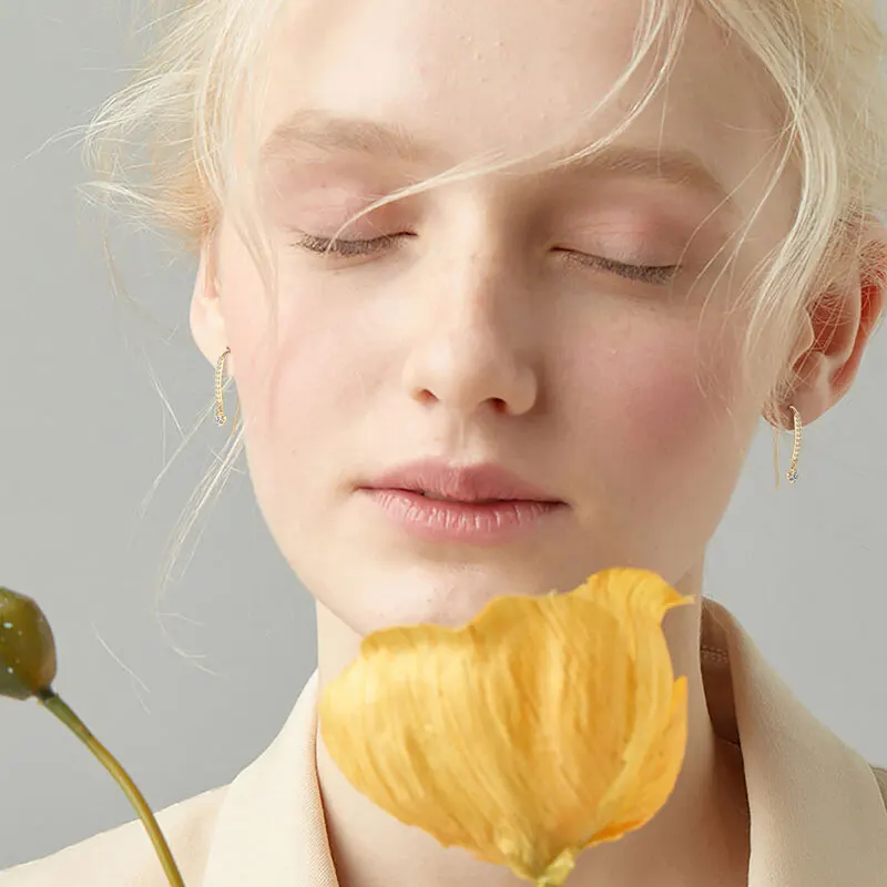 RAPRGOLD VVS1 جولة مويسانيتي U على شكل وأقراط للنساء الفتيات 925 فضة القرط Pendientes غرامة مجوهرات هدايا #6