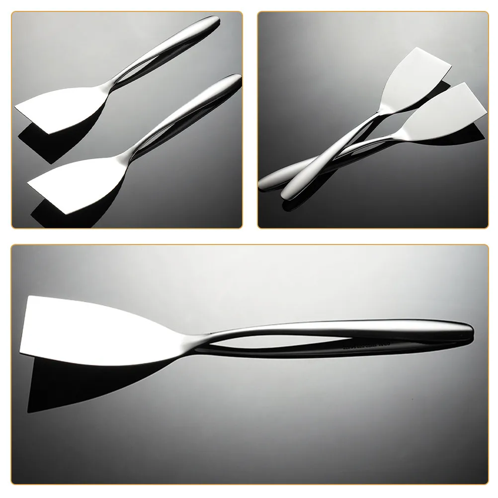 2Pcs Stainless Steel Steak Frying Spatula Heavy Duty Multipurpose Cooking Spatula for Steak Grilling Wok Frying Kitchen Supply