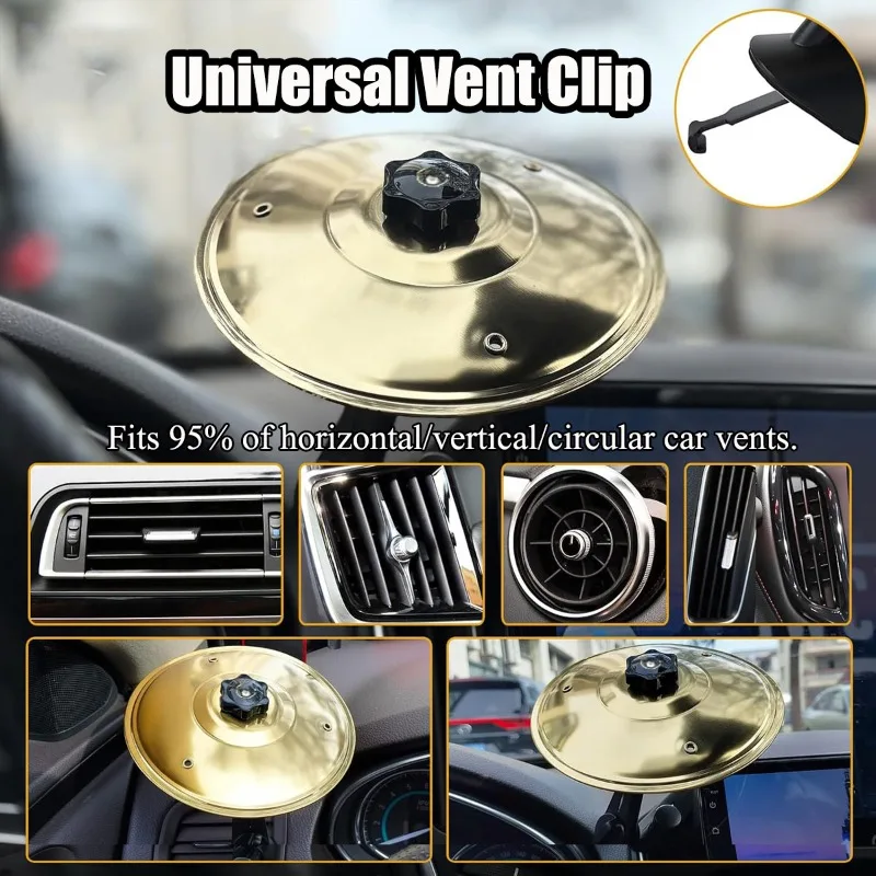Clip-On Mini Car Air Vent Drum Cymbals Alloy Percussion Crash Cymbal with Mini Drumstick Universal Car Dashboard Musical Decor
