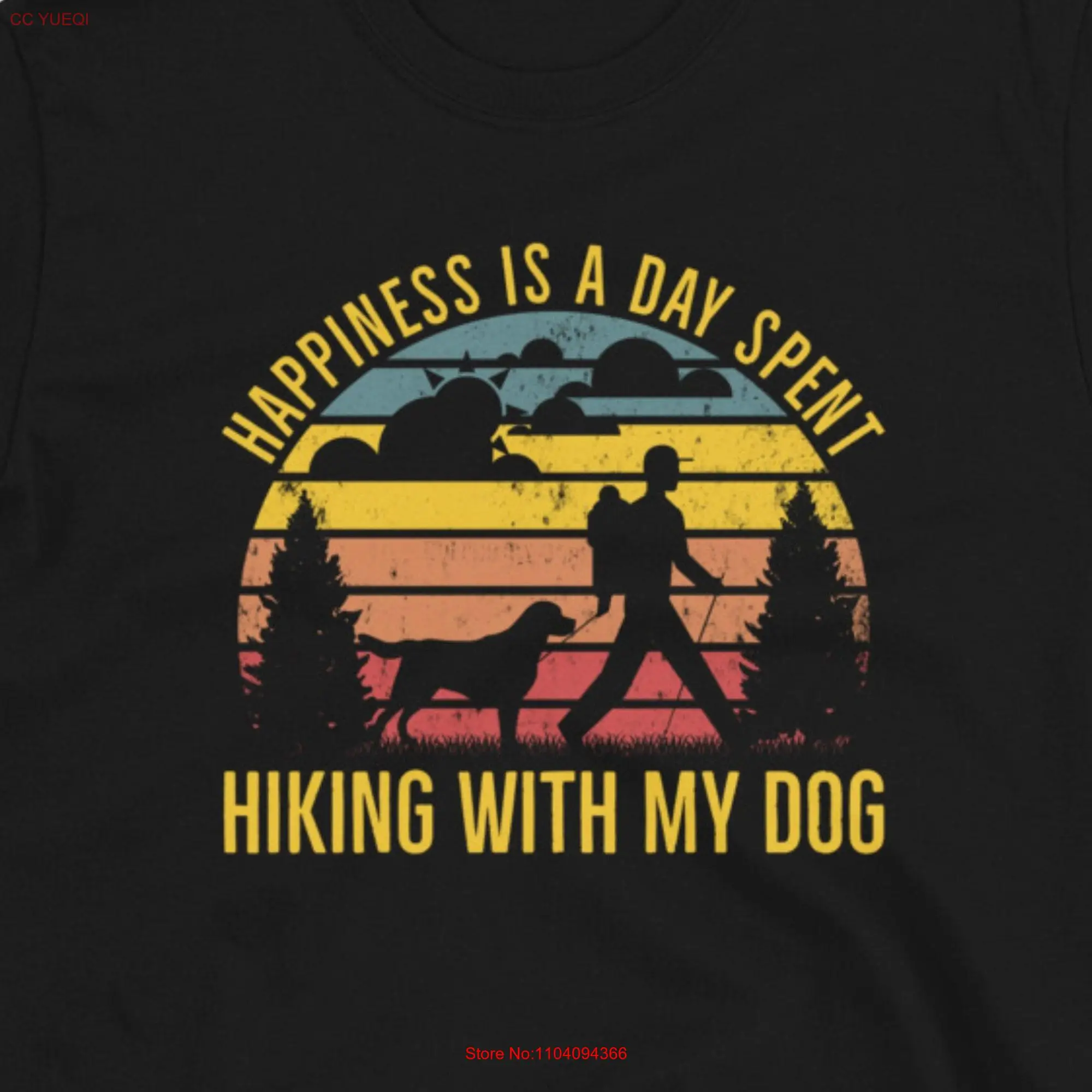 Retro Happiness Is A Day Spent Hiking With My Dog T Shirt Lover Mom Dad long or short sleeves