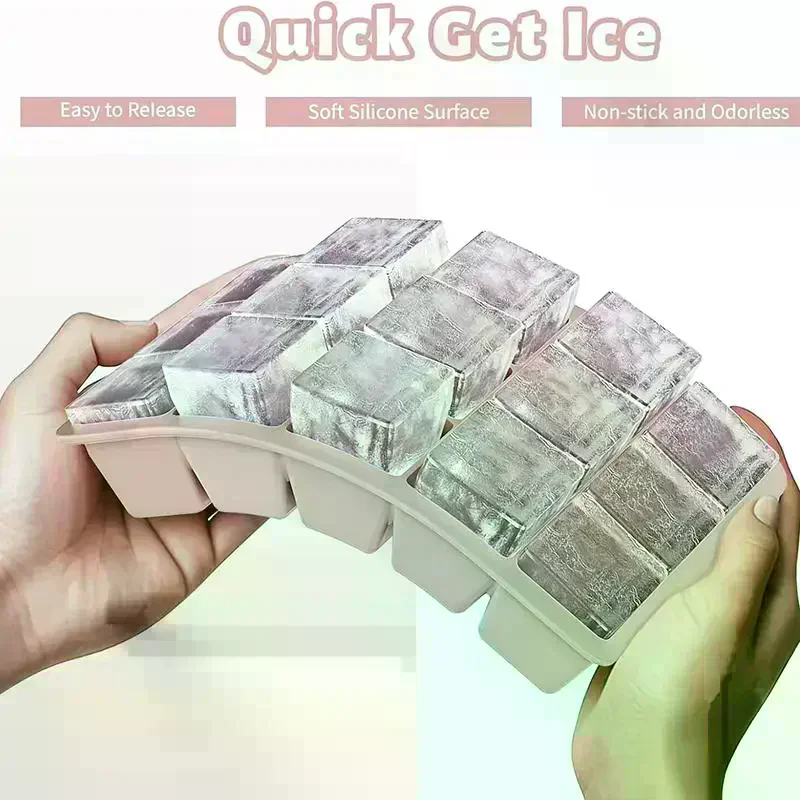 Food-grade Silicone Large  Tray Mold Stackable Extra-large Lce Cube Square Tray Mold DIY Ice Maker  Tray 15Grid