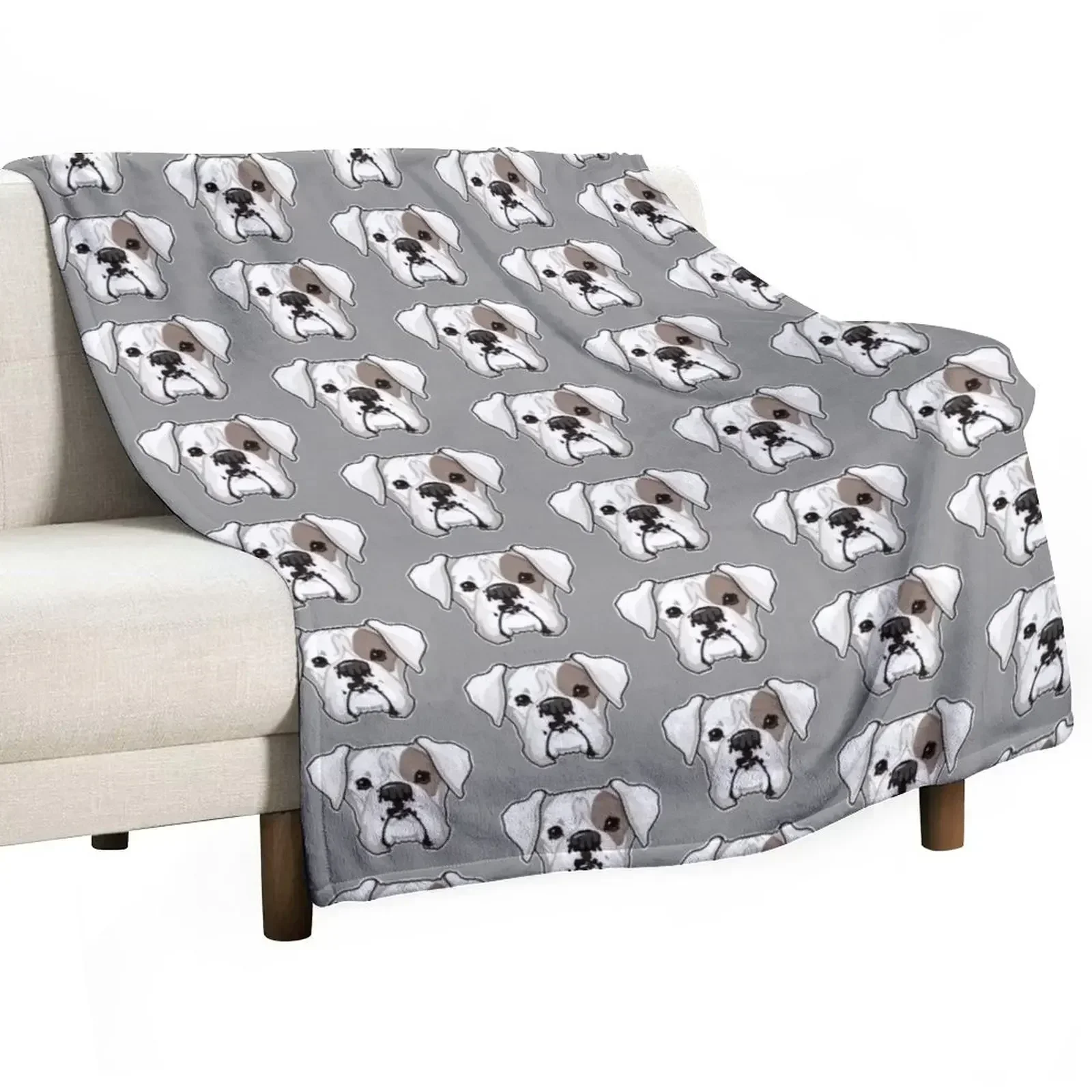 

White Boxer with spot Throw Blanket Giant Sofa Moving Blankets