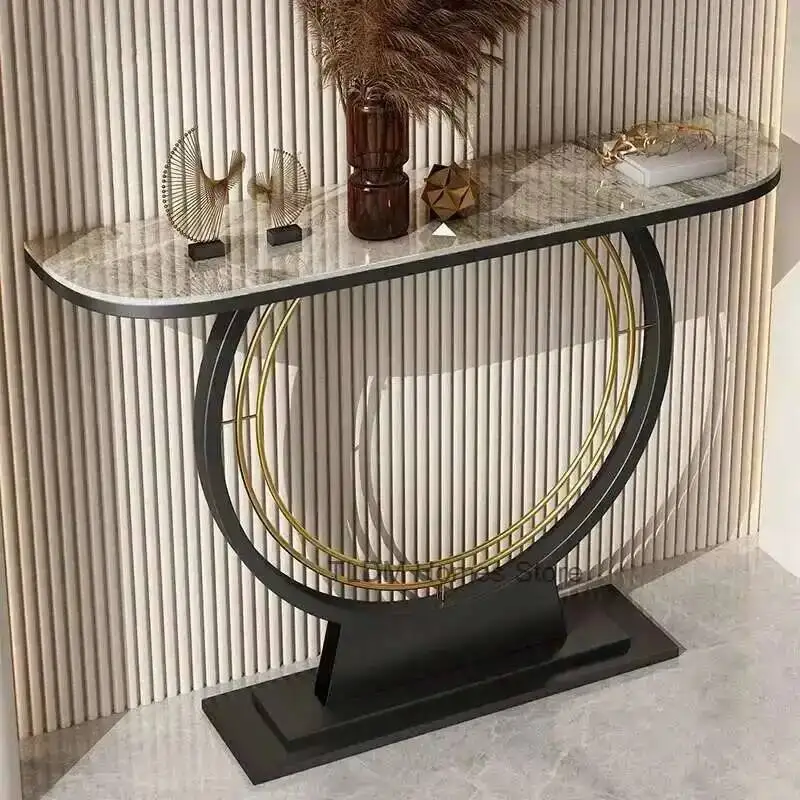 

Gold Wrought Iron Console Tables Living Nordic Room Light Luxury Hallway Entryway Table Home Creative Corridor Decorative Table