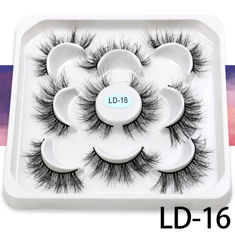 Korea 5 Paare 25mm Nerz Wimpern einzelne natürliche flauschige falsche Wimpern dichte Verlängerung Nerz Wimpern Großhandel Make-up Toole – Detail 32