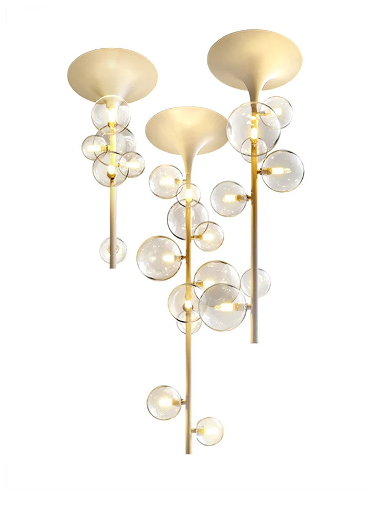 

Потолочные светильники в форме стеклянных пузырей, современные дизайнерские люстры для дома, белые и черные лампы для столовой