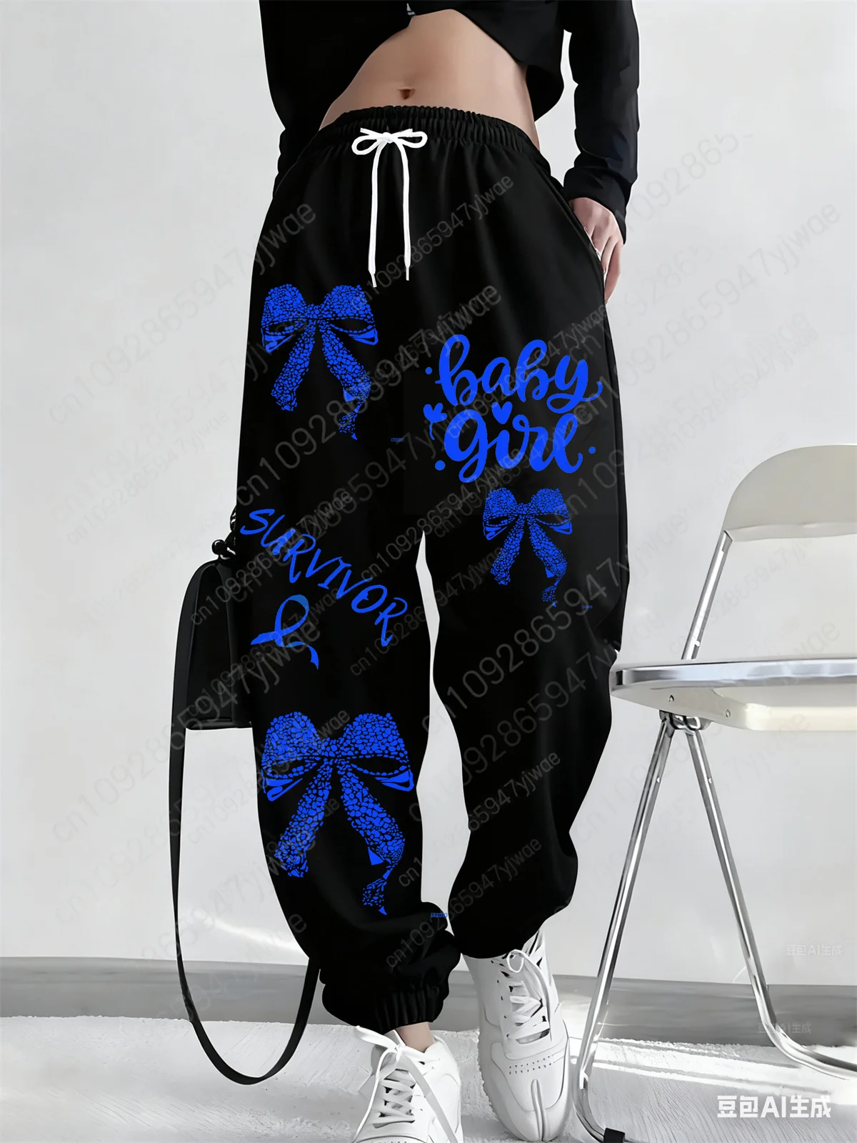 Bebê menina carta arco impressão esportiva outono feminino solto calças com cordão ao ar livre fitness e lazer calças esportivas