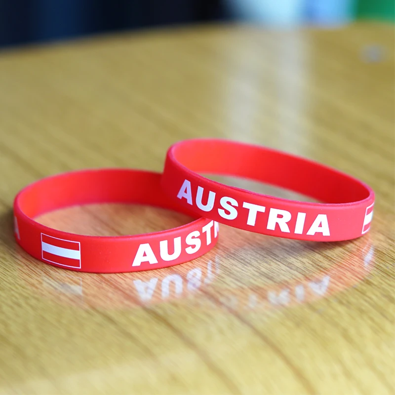 Customized 2pcs Austria National Flag Wristband Sport Silicone Bracelet Rubber Band Commemorative Fashion Accessory