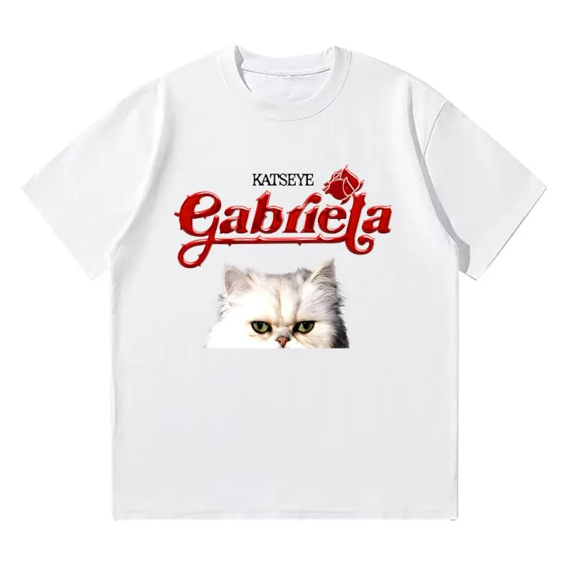 Katseye Gabriela 2025 Nuova T Shirt di Cotone Hip Hop Manica Corta Kpop Donna Uomo Streetwear T-shirt Comode di Alta Qualità