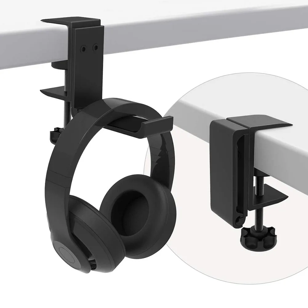 Foldable Headset Rest with Adjustable Clamp Metal Earphone Hanger No Punch Clamp-On Headphone Holder for Gaming PC Accessories