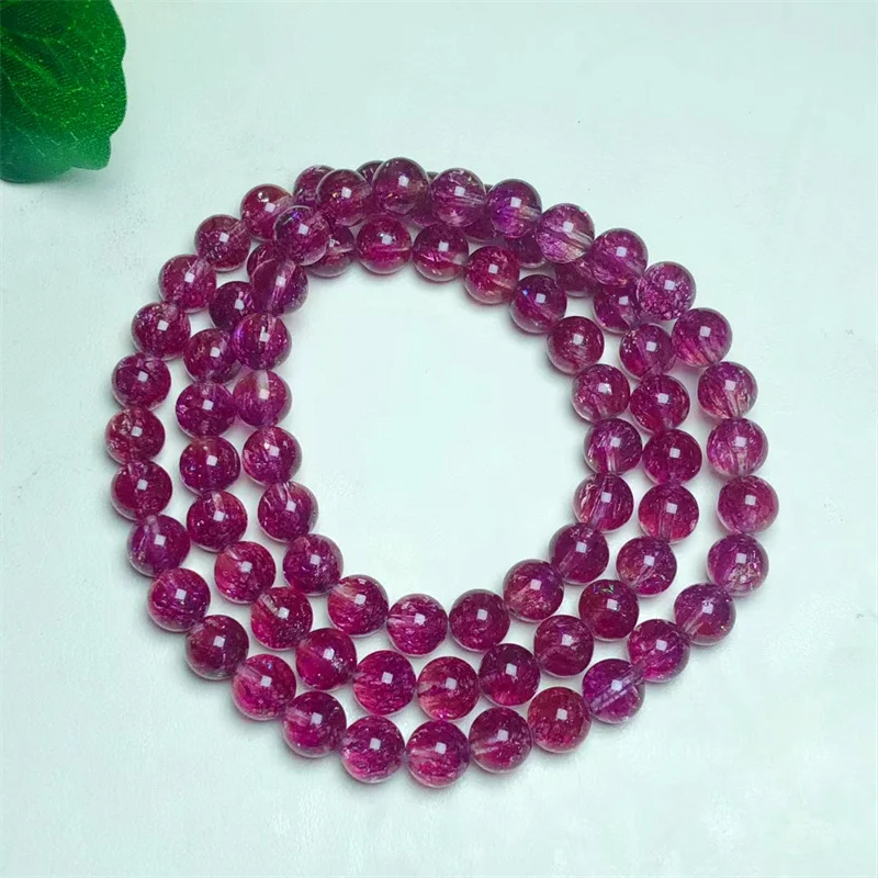 Imagem -02 - Super Seven Quartz Triplo Círculo Pulseira Jóias de Cristal Artesanal Pulseira Esticada Cobre Roxo Natural Presente de Aniversário das Crianças