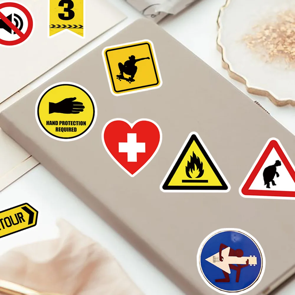 100Pcs Road Signs and Warning Signs Stickers Graffiti Decals DIY Diary Phone Case Handmade Scrapbook Aesthetic Sticker