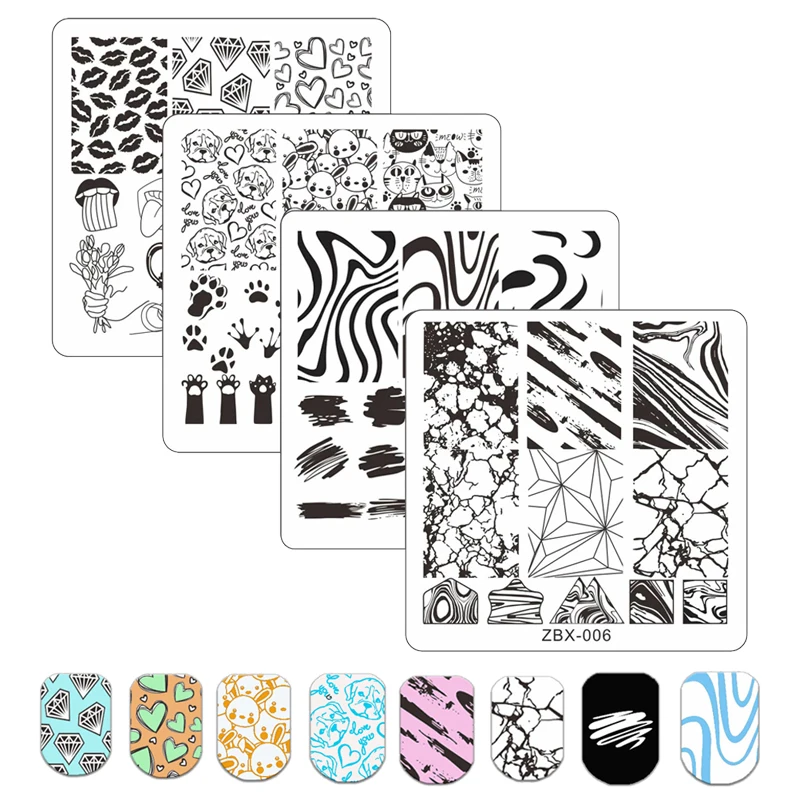 Animals Nail Stamping Plate Fish Bubble Printing Stencil Flower Leaf Summer Nail Art Stamp Template Graffiti Diamond Face Image