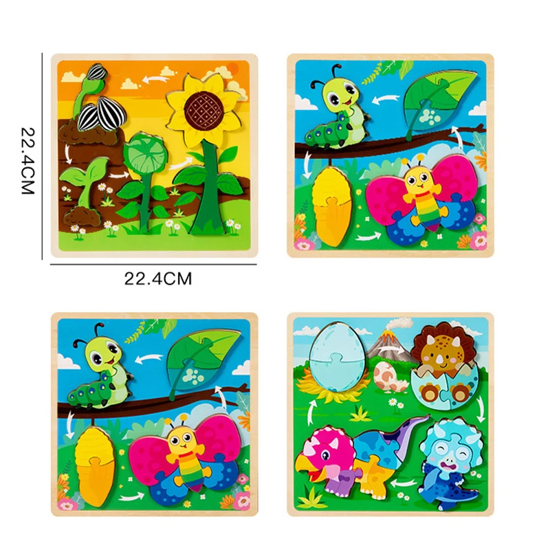아기 장난감 나무 3D 퍼즐 장난감 라이프 사이클 퍼즐 만화 직소 퍼즐 어린이 유아 조기 교육 지능 선물