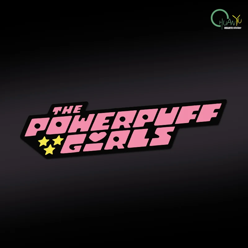 

Розовый логотип Powerpuff для девочек, наклейка на автомобиль, мотоцикл, милый JDM, мультяшный узор, декоративная наклейка на заднюю часть автомобиля