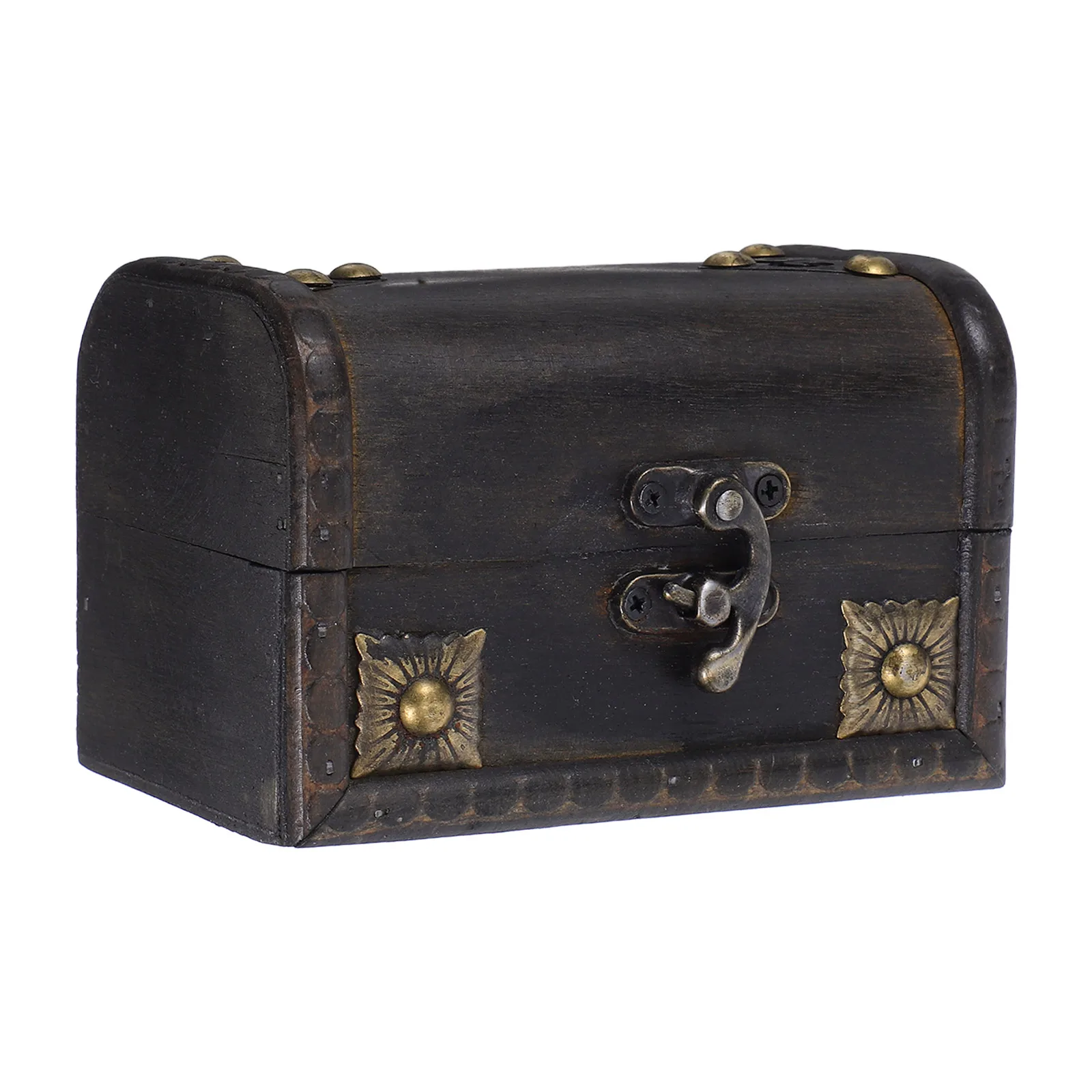 

Wooden Box Mini Treasure Container Storage Case Chest Retro Metal Boxes for Decor