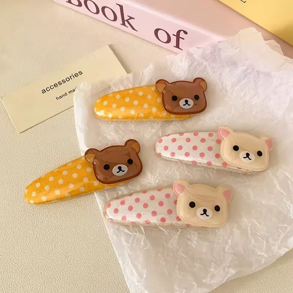 1/2Pcs Rilakkuma Cartoon BB Hair Clips, Kawaii Wave Point Bangs Side Hairpin, Cute Sweet Versatile Hair Accessory Birthday Gift